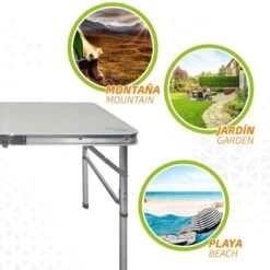 AKTIVE - Table Pliante Avec 2 Tabourets Et Poignée De Transpor, Gris -Magasins De Camping Essentiels aktive table pliante avec 2 tabourets et poignee de transpor gris 3