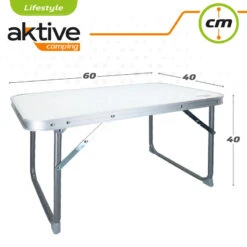 AKTIVE - Table Pliante . Table Basse Blanche En Aluminium - 40x60x40 Cm -Magasins De Camping Essentiels aktive table pliante table basse blanche en aluminium 40x60x40 cm 3
