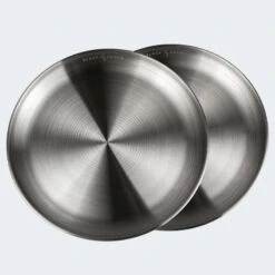 Assiette Plate De Camping | Diamètre Env. 23 Cm | Acier Inox | 2 Assiettes -Magasins De Camping Essentiels assiette plate de camping diametre env 23 cm acier inox 2 assiettes 3