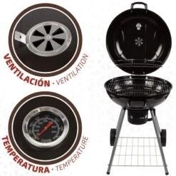 Barbecue Portable Rond Au Charbon De Bois Avec Couvercle Aktive -Magasins De Camping Essentiels barbecue portable rond au charbon de bois avec couvercle aktive 2