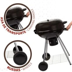 Barbecue Portable Rond Au Charbon De Bois Avec Couvercle Aktive -Magasins De Camping Essentiels barbecue portable rond au charbon de bois avec couvercle aktive 5