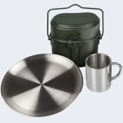 Batterie De Cuisine De Camping, Assiette Plate Et Tasse Isotherme Set -Magasins De Camping Essentiels batterie de cuisine de camping assiette plate et tasse isotherme set 2