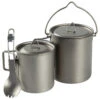 Batterie De Cuisine De Camping Set | Casseroles + Fourchette/Cuillère | Titane -Magasins De Camping Essentiels batterie de cuisine de camping set casseroles fourchettecuillere titane