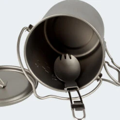 Batterie De Cuisine De Camping Set | Casseroles + Fourchette/Cuillère | Titane -Magasins De Camping Essentiels batterie de cuisine de camping set casseroles fourchettecuillere titane 2