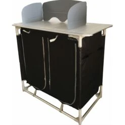 BAYASUN Meuble De Cuisine 4 Étagères Pieds Réglables Gris -Magasins De Camping Essentiels bayasun meuble de cuisine 4 etageres pieds reglables gris 2