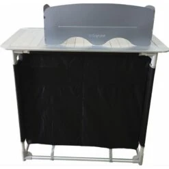 BAYASUN Meuble De Cuisine 4 Étagères Pieds Réglables Gris -Magasins De Camping Essentiels bayasun meuble de cuisine 4 etageres pieds reglables gris 4