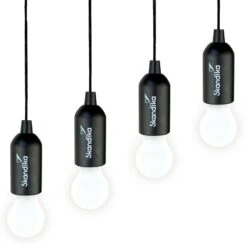Lampe De Camping Skandika Narvik | Set De 4 Lampes LED, Pull Light, à Piles