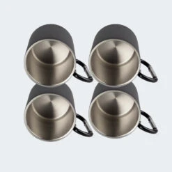 Tasse Thermique De Camping 300 Ml | Mousqueton | Acier Inoxydable | 4 Gobelets -Magasins De Camping Essentiels tasse thermique de camping 300 ml mousqueton acier inoxydable 4 gobelets 3