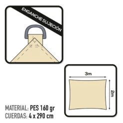 Voile D'ombrage Rectangulaire Aktive Garden Couleur Crème -Magasins De Camping Essentiels voile dombrage rectangulaire aktive garden couleur creme 2